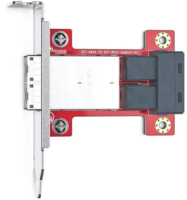 Alt view image 4 of 5 - Internal SFF-8643 to External SFF-8644 Mini SAS Adapter Dual Ports