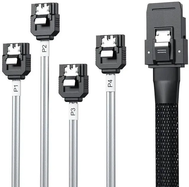 Main image of 1M 3.3ft MiniSAS SFF-8087 Fan-Out Breakout Cable to 4xSATA, 6Gbps High Speed for RAID Controller Server Storage Enclosure
