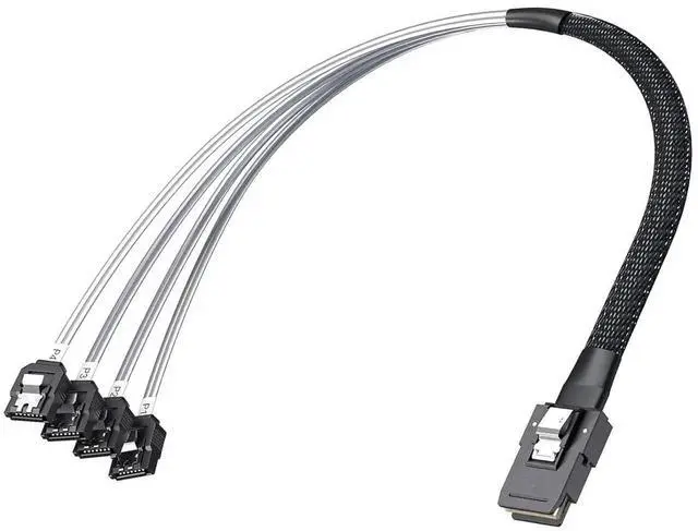 Alt view image 4 of 7 - 1M 3.3ft MiniSAS SFF-8087 Fan-Out Breakout Cable to 4xSATA, 6Gbps High Speed for RAID Controller Server Storage Enclosure