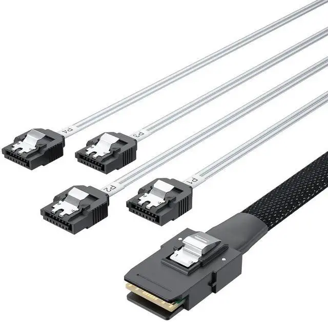 Alt view image 7 of 7 - 1M 3.3ft MiniSAS SFF-8087 Fan-Out Breakout Cable to 4xSATA, 6Gbps High Speed for RAID Controller Server Storage Enclosure