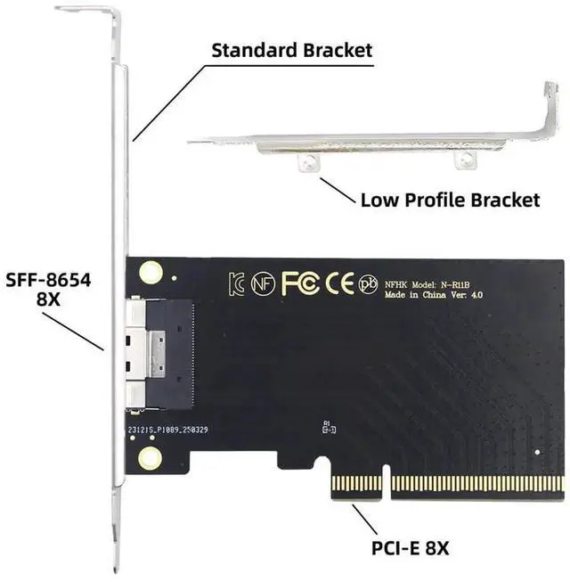 Alt view image 2 of 7 - Single External Slimline 74Pin SFF-8654 8X to PCIe 4.0 VROC RAID0 Hyper Adapter Card