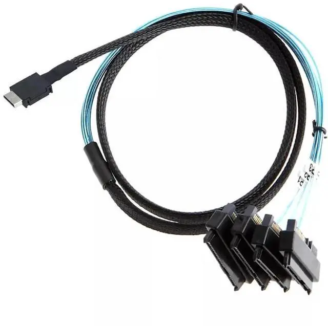 Alt view image 2 of 4 - 50CM OCuLink PCIe SFF-8611 4I to 4X SFF8482 SAS 29P with SATA 15P Power Adapter Cable