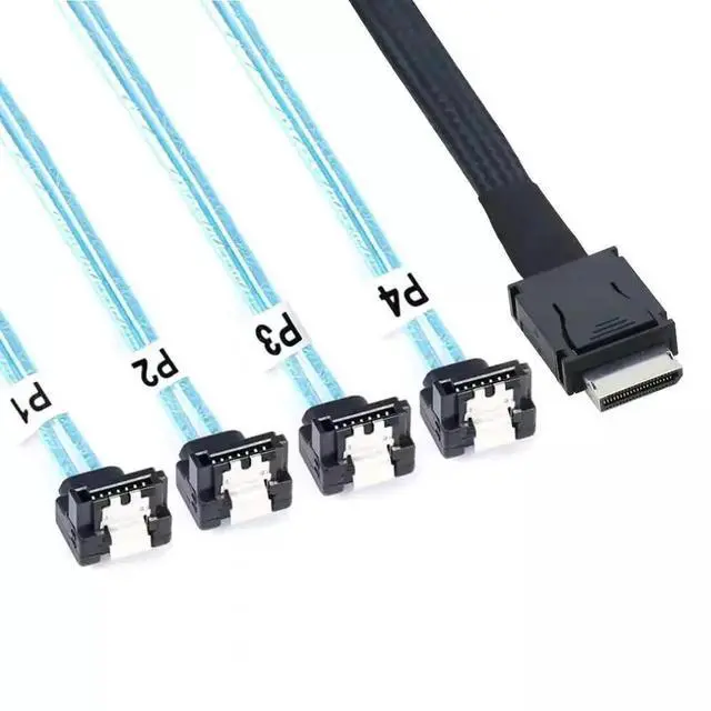 Main image of OCuLink PCI-Express SAS SFF-8611 4i to SATA 7P 90 Degree Adapter Cable, 100CM