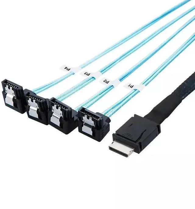 Alt view image 5 of 5 - OCuLink PCI-Express SAS SFF-8611 4i to SATA 7P 90 Degree Adapter Cable, 100CM