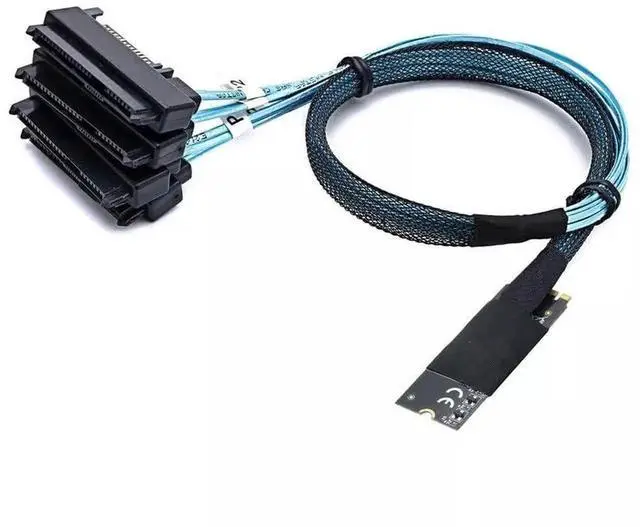 Alt view image 4 of 4 - M.2 M-Key SFF-8643 to 4-Port SAS SFF-8482 Server Conversion Cable, 50CM