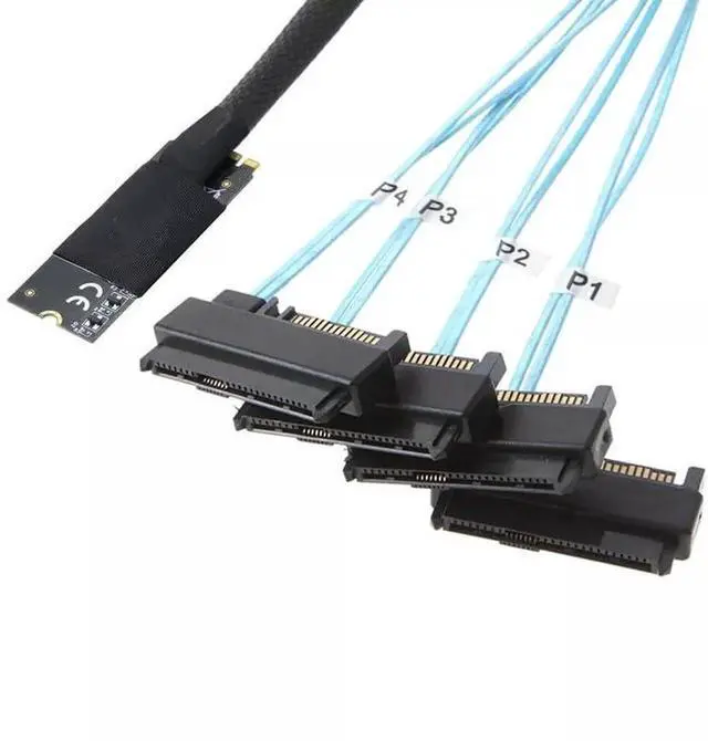 Alt view image 2 of 4 - M.2 M-Key SFF-8643 to 4-Port SAS SFF-8482 Server Conversion Cable, 50CM