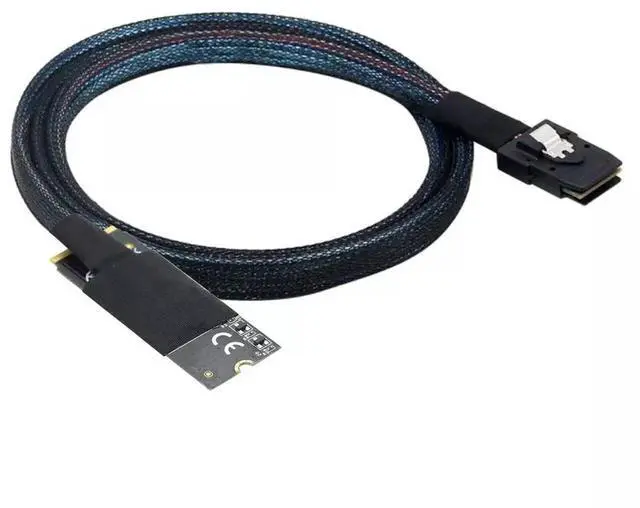 Alt view image 2 of 5 - M.2 M-Key NVMe 2260 to Mini SAS SFF-8087 High Speed Server Cable, 50CM
