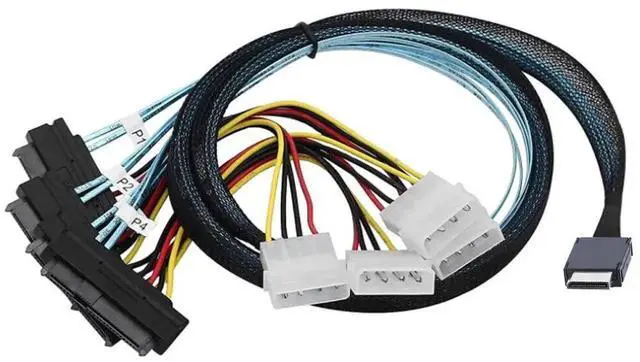 Alt view image 4 of 7 - Mini SAS OCuLink SFF-8611 4I to SFF-8482 Adapter Cable with 4X Molex Power, 50CM / 1.6ft
