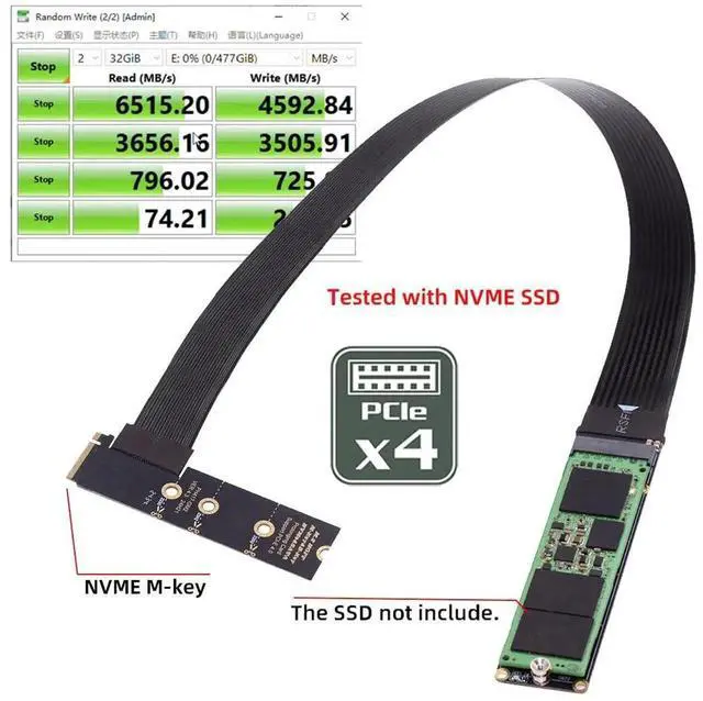 Alt view image 6 of 7 - M-Key NVMe Male to Female Extension Cable 30cm 90 Degree Right Angle PCI-E 4.0 Compatible with 2230/2242/2260/2280 SSD