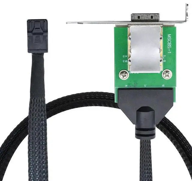 Alt view image 5 of 7 - Mini SAS SFF-8643 Host to SFF-8088 Female Adapter Cable with Low Profile Bracket, 50cm