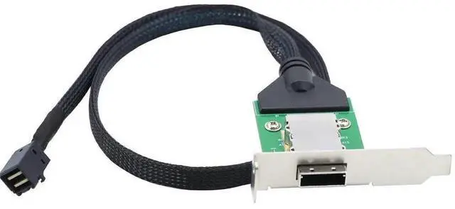 Alt view image 2 of 7 - Mini SAS SFF-8643 Host to SFF-8088 Female Adapter Cable with Low Profile Bracket, 50cm