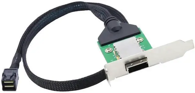 Alt view image 7 of 7 - Mini SAS SFF-8643 Host to SFF-8088 Female Adapter Cable with Low Profile Bracket, 50cm