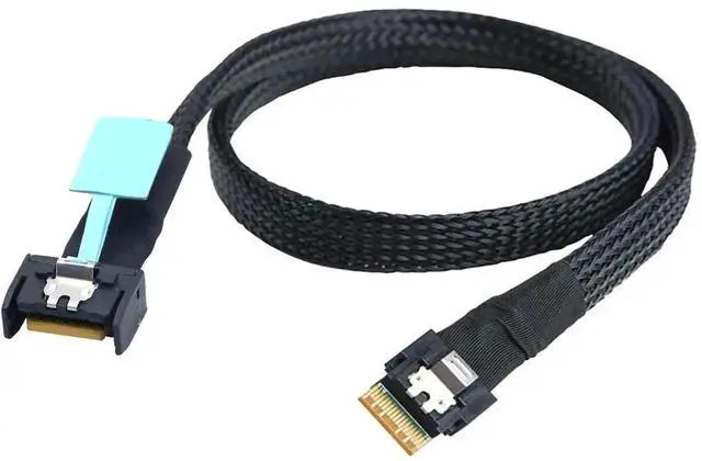 Alt view image 5 of 6 - PCIE Slimline Mini SAS MCIO 38P to Slimline SFF-8654 4i Hard Drive Cable 100CM