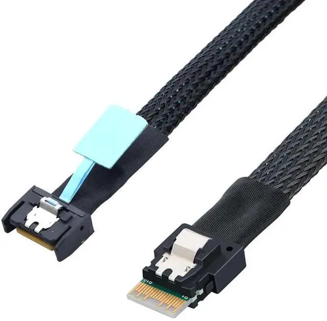 Alt view image 4 of 6 - PCIE Slimline Mini SAS MCIO 38P to Slimline SFF-8654 4i Hard Drive Cable 100CM