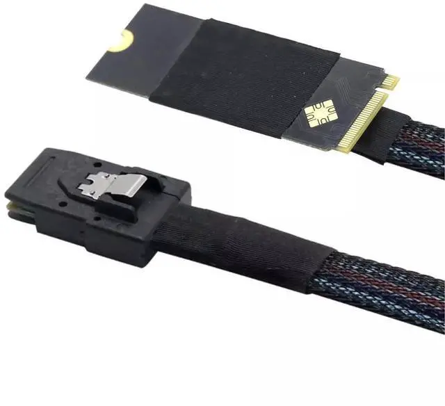 Alt view image 3 of 5 - M.2 M-Key NVMe 2260 to Mini SAS SFF-8087 Server High Speed Cable 100CM