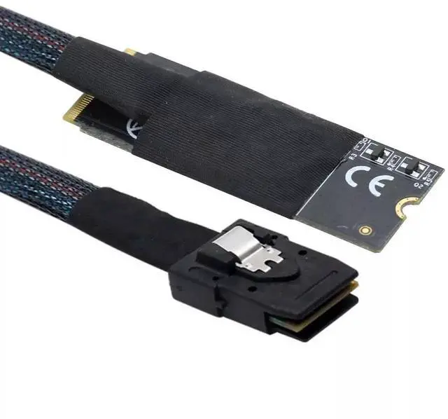 Alt view image 5 of 5 - M.2 M-Key NVMe 2260 to Mini SAS SFF-8087 Server High Speed Cable 100CM