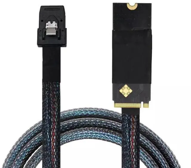 Alt view image 4 of 5 - M.2 M-Key NVMe 2260 to Mini SAS SFF-8087 Server High Speed Cable 100CM