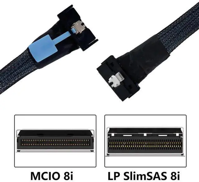 Alt view image 6 of 6 - MCIO 8i to SlimSAS LP Low Profile 8i PCIe 4.0 Cable, 74Pin MCIO to LP SlimSAS 8X Adapter Cable 50CM for Server Storage Backplane HBA RAID Card Workstation
