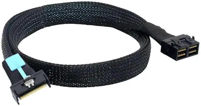 Alt view image 2 of 6 - PCI-E 5.0 MCIO 8X 74Pin to 8X Dual 36Pin Mini SAS HD SFF-8643 Adapter Cable 50CM