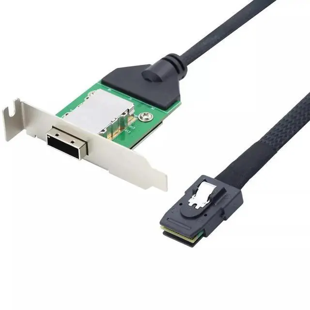 Alt view image 2 of 5 - Mini SAS SFF-8087 to SFF-8088 Female 12Gbps Adapter Cable with Low Profile Bracket, 100CM Server Storage Cable