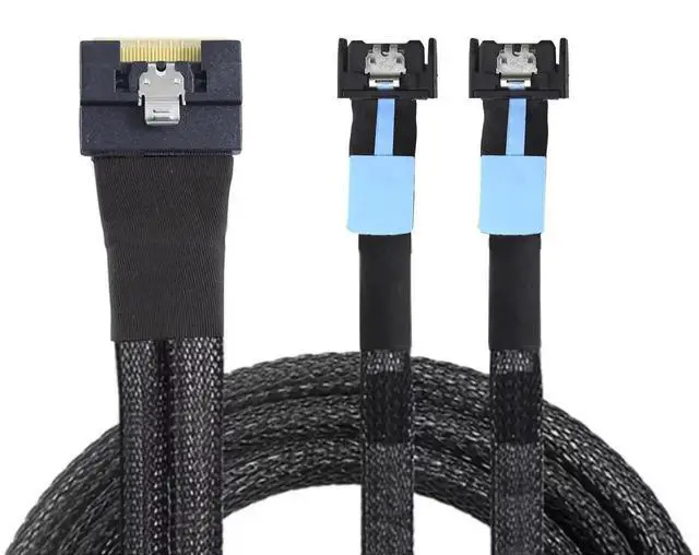 Alt view image 5 of 6 - Slimline SAS SFF-8654 8i 74P to 2 Ports MCIO SFF-8654 4i 38P Server Connection Cable 100CM