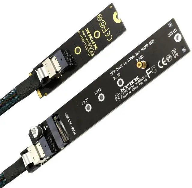 Main image of M-Key NVMe Male to Female Extension Cable 50cm with SFF-8654 Connector, Compatible with 2280/22110 SSD Motherboard