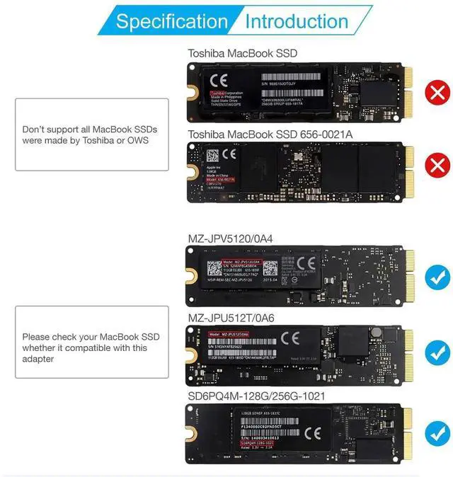 Alt view image 5 of 7 - SSD to M.2 NGFF PCIe SSD Converter Adapter Card, Compatible with MZJPV5120/0A4, MZJPU512T/0A6, SD6PQ4M 128G/256G 1021 Version SSD