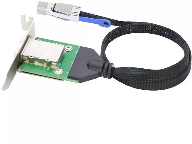 Alt view image 6 of 6 - Mini SAS HD SFF-8644 to HD-8088 Female Bend Server Conversion Cable, 50CM