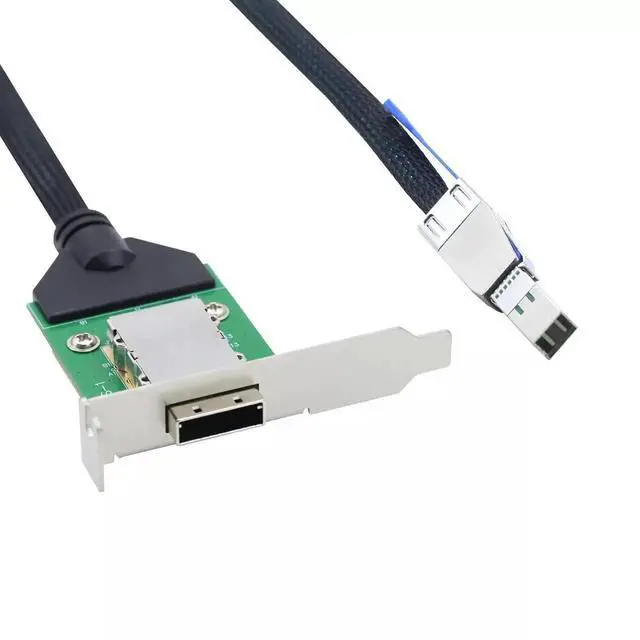 Alt view image 3 of 6 - Mini SAS HD SFF-8644 to HD-8088 Female Bend Server Conversion Cable, 50CM