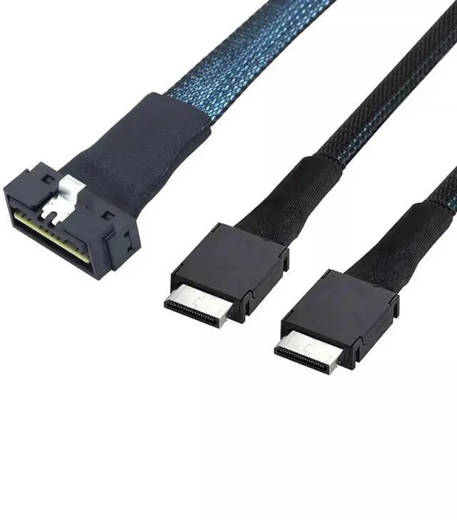 Main image of 50CM SAS 4.0 Low Profile SFF-8654 8i 74P to 2 Ports Oculink SFF-8611 4i 38P Server Adapter Cable