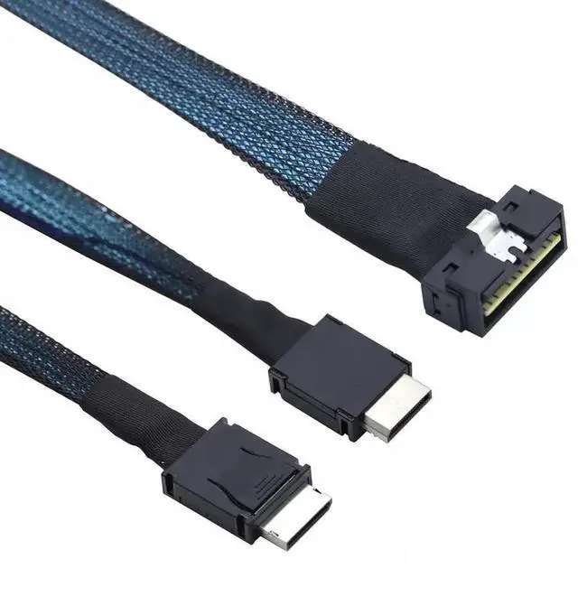 Alt view image 4 of 6 - 50CM SAS 4.0 Low Profile SFF-8654 8i 74P to 2 Ports Oculink SFF-8611 4i 38P Server Adapter Cable