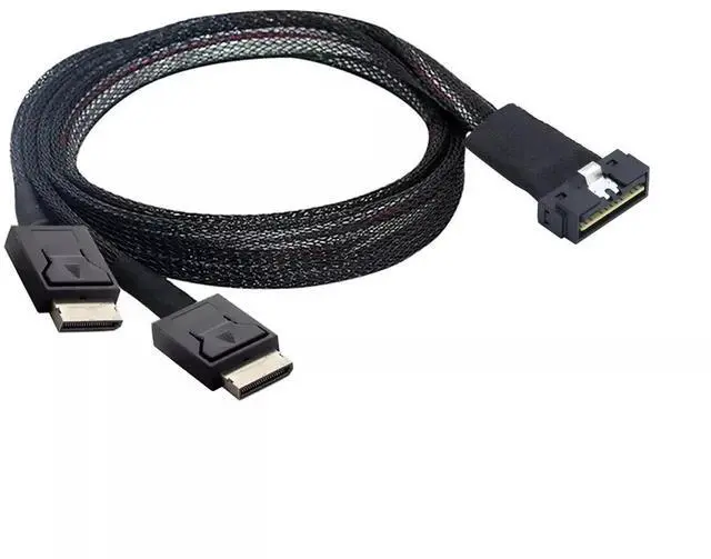 Alt view image 3 of 6 - 50CM SAS 4.0 Low Profile SFF-8654 8i 74P to 2 Ports Oculink SFF-8611 4i 38P Server Adapter Cable