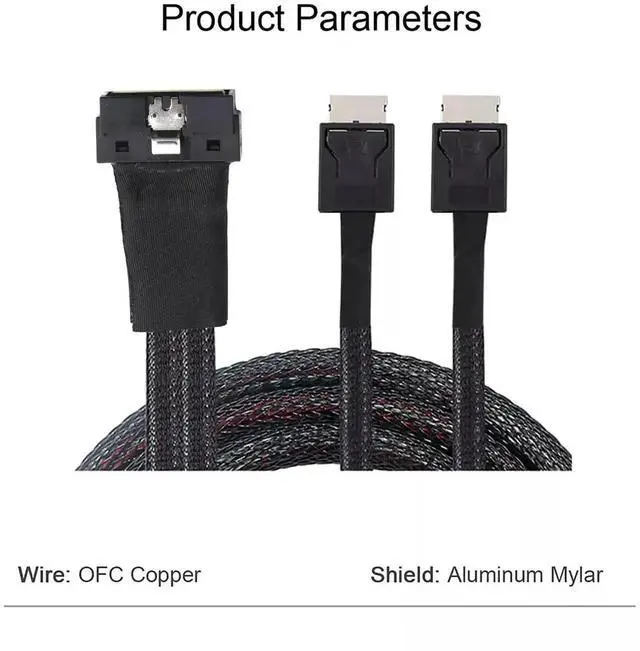 Alt view image 5 of 6 - 50CM SAS 4.0 Low Profile SFF-8654 8i 74P to 2 Ports Oculink SFF-8611 4i 38P Server Adapter Cable