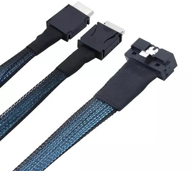 Alt view image 2 of 6 - 50CM SAS 4.0 Low Profile SFF-8654 8i 74P to 2 Ports Oculink SFF-8611 4i 38P Server Adapter Cable