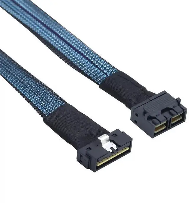 Alt view image 5 of 6 - 50CM SAS 4.0 PCIe Slimline Low Profile SFF-8654 8i to SFF-8643 8i 36P Server Adapter Cable
