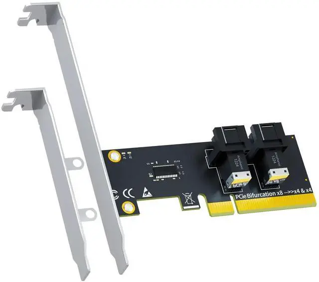 Main image of SF02 2-Port SFF-8643 Mini-SAS HD to PCIe 4.0 X8 Adapter Card, Without PCIe Bifurcation, with Regular & Low Profile Bracket