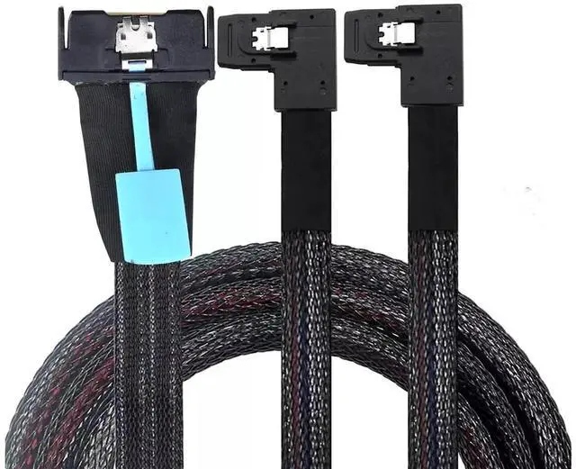 Main image of 50CM PCIe 5.0 MCIO 8X 74P to 2×36P Mini SAS SFF-8087 Left Angle Server Adapter Cable