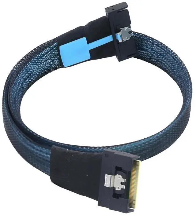 Alt view image 2 of 6 - 1m PCI-E 5.0 MCIO 74Pin to SFF-8654 8i 74Pin Slimline SAS 4.0 24Gbps Extension Cable
