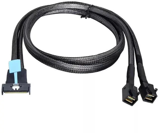 Alt view image 3 of 5 - 0.5m PCI-E 5.0 MCIO 8X 74P to 2X 36P Mini SAS HD SFF-8643 Server Adapter Cable