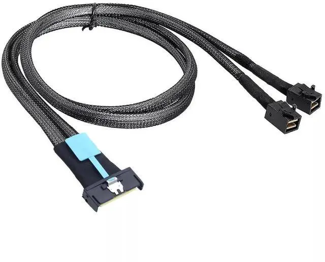Alt view image 2 of 5 - 0.5m PCI-E 5.0 MCIO 8X 74P to 2X 36P Mini SAS HD SFF-8643 Server Adapter Cable