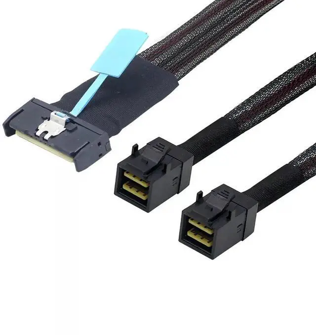 Alt view image 5 of 5 - 0.5m PCI-E 5.0 MCIO 8X 74P to 2X 36P Mini SAS HD SFF-8643 Server Adapter Cable