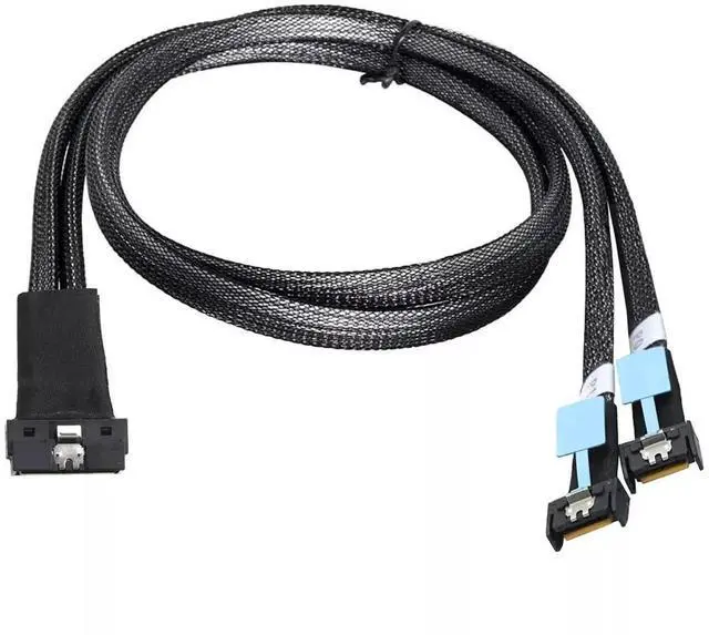 Alt view image 3 of 6 - 100CM SAS 4.0 PCIe SlimSAS Low Profile SFF-8654 8i to 2 Ports MCIO 4i 38P Server Connection Cable