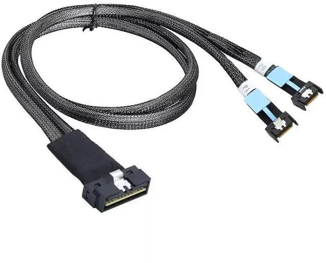 Alt view image 2 of 6 - 100CM SAS 4.0 PCIe SlimSAS Low Profile SFF-8654 8i to 2 Ports MCIO 4i 38P Server Connection Cable