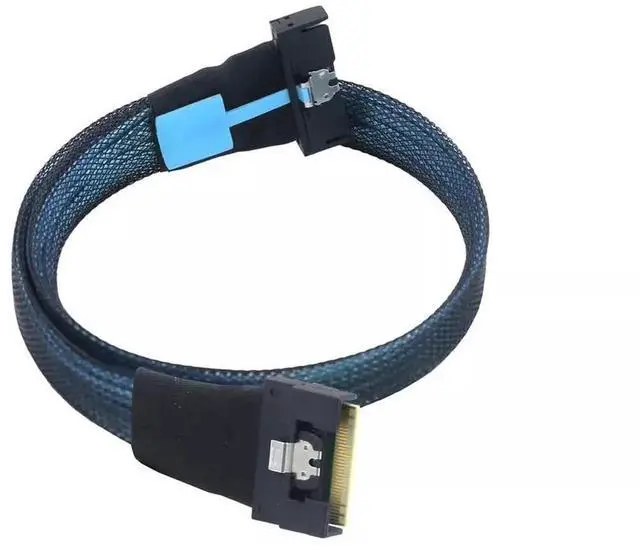 Alt view image 5 of 6 - 0.8m PCI-E 5.0 MCIO x8 74P to SAS4.0 SFF-8654 8i 74Pin Extension Cable, 24Gbps