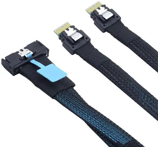 Alt view image 4 of 6 - 50CM PCIE Gen5.0 Slimline SAS MCIO 8X 74P to Dual 2X SFF-8654 4i Server Adapter Cable