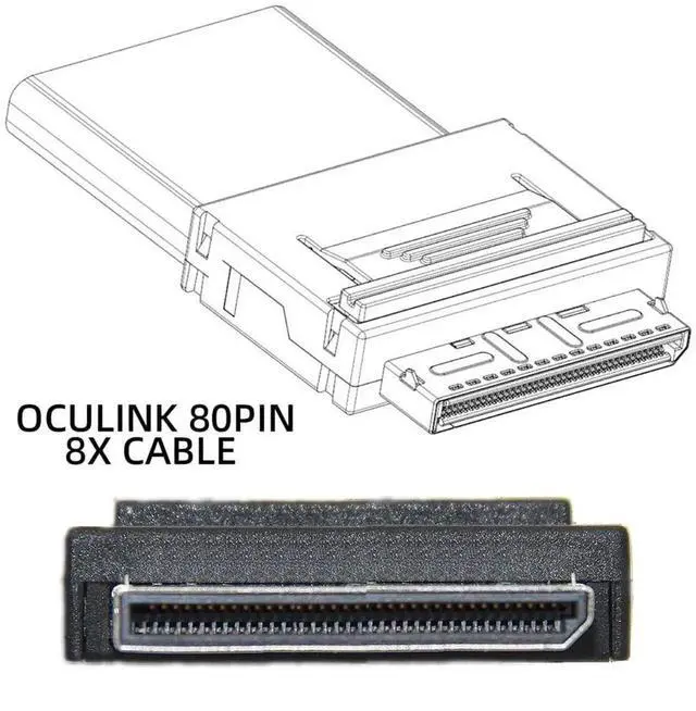 Alt view image 6 of 7 - 50cm OCuLink PCIe SFF-8611 8X to SFF-8611 8-Lane Active SSD Data Cable