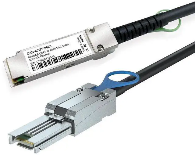 Main image of 3 Meter 9.8ft QSFP SFF-8436 to SFF-8088 MiniSAS Cable, External DDR Hybrid SAS Cable, 100-Ohm Copper Passive Compatible with NetApp