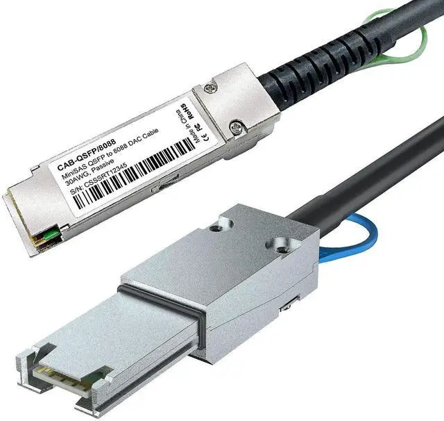 Alt view image 5 of 5 - 3 Meter 9.8ft QSFP SFF-8436 to SFF-8088 MiniSAS Cable, External DDR Hybrid SAS Cable, 100-Ohm Copper Passive Compatible with NetApp
