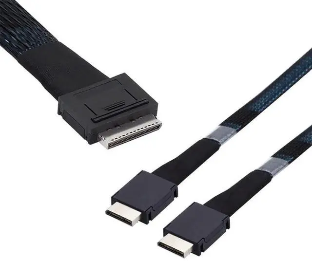 Main image of 50cm OCuLink SFF-8611 8X to Dual SFF-8611 4X Active PCIe SSD Data Cable