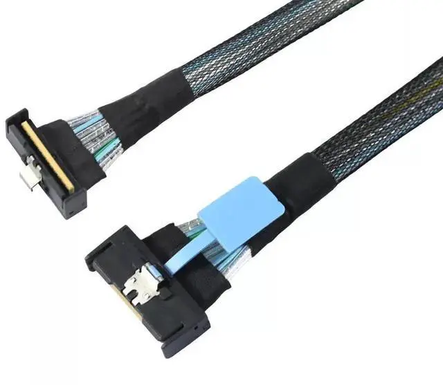 Alt view image 2 of 6 - 1m Right Angle SAS MCIO SFF-8654 8I 74Pin PCIe 5.0 Connection Cable